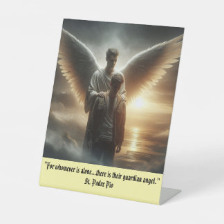 Signe De Table Guardian Angel With Man Pedestal Sign