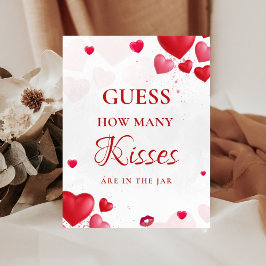Signe De Table Guess how many Kisses valentine Bridal Shower Sign