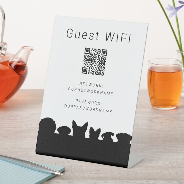 Signe De Table Guest wifi QR code chien silhouette (In SItu)