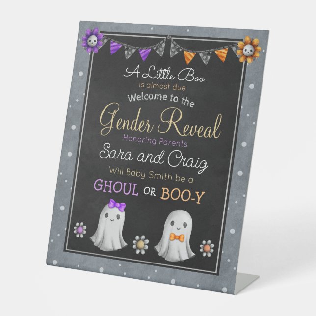 Signe De Table Halloween Ghoul ou Boo-y genre révéler (Recto)