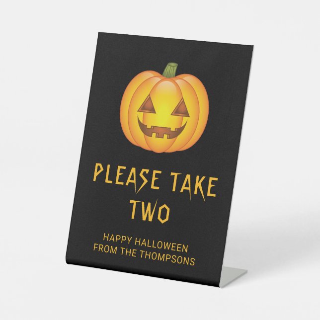 Signe De Table Halloween Jack-o'Lantern Citrouille Prenez votre b (Recto)
