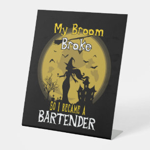 Signe De Table Halloween sorcière barman