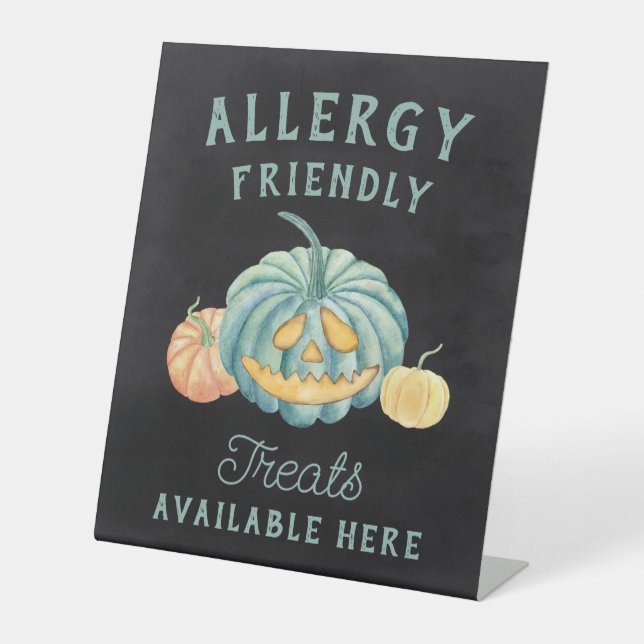 Signe De Table Halloween Turquoise Citrouille Allergy Traitements (Recto)