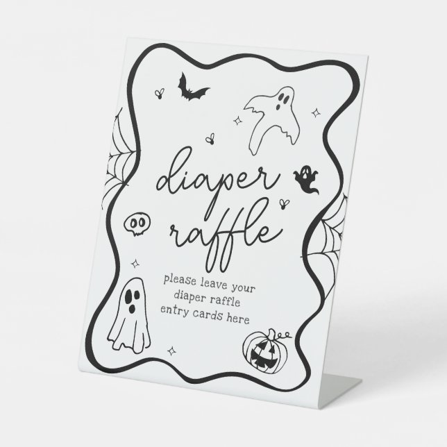 Signe De Table Halloween Whimsical Baby shower Déchets Raffle (Recto)