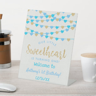 Signe De Table Hanging Love Hearts Chéri Anniversaire Bienvenue