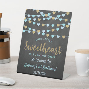 Signe De Table Hanging Love Hearts Chéri Anniversaire Bienvenue
