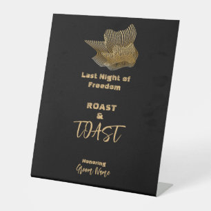 Signe De Table Happy Crown Black and Gold Bachelor Party