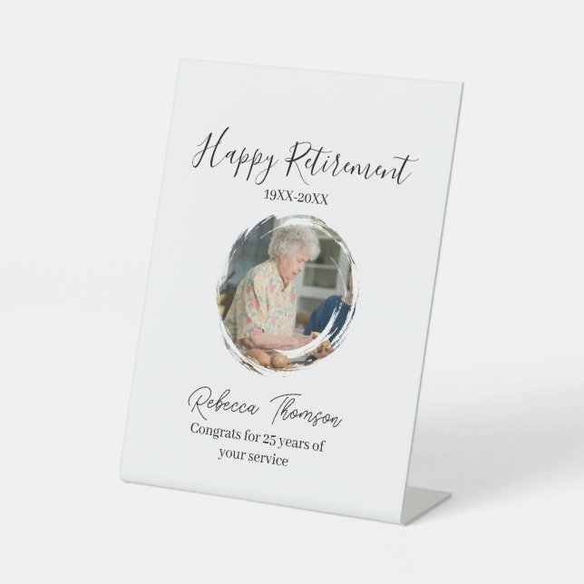 Signe De Table Happy retirement year name circle photo retired (Recto)