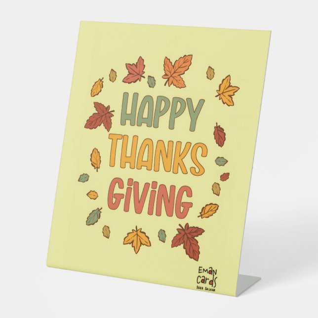 Signe De Table Happy Thanksgiving - Yellow Theme (Recto)