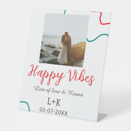 Signe De Table Happy Vibes nom du couple date mariage rouge