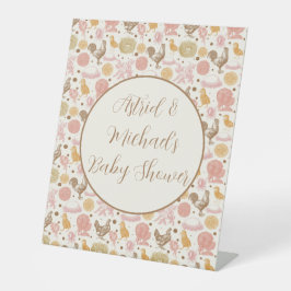 Signe De Table Hatching Bientôt Baby shower de fille de poulet