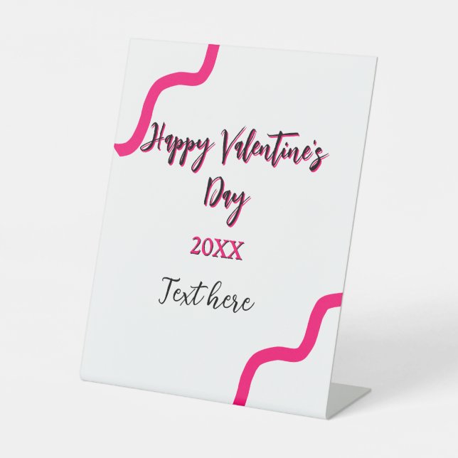 Signe De Table Heureuse Sainte-Valentin rose noir spirale audacie (Recto)
