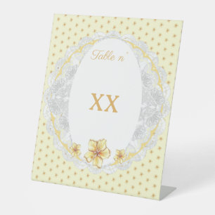 Signe De Table Hibiscus & dentelle JAUNE