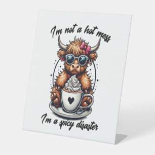 Signe De Table Highland Cow Coffee, Coffee Cow