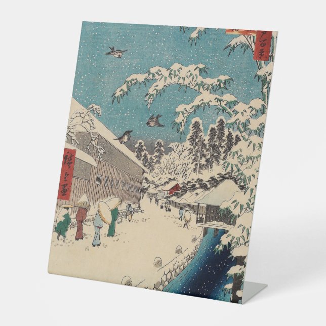 Signe De Table Hiroshige hiver paysage Japon pays (Recto)