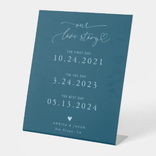 Signe De Table Histoire d'amour Script cœur Calendrier de mariage