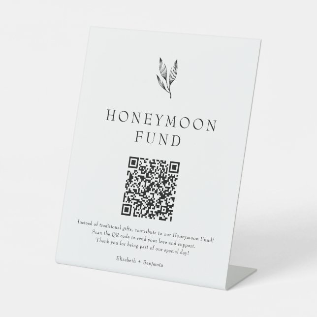 Signe De Table Honeymoon Fund Minimalist Botanical Wedding  (Recto)