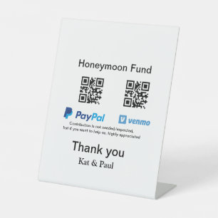 Signe De Table Honeymoon Fund PayPal Venmo QR code Merci