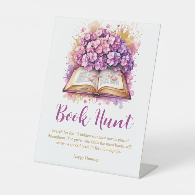 Signe De Table Hydrangea Book Thème Bibliothèque Jeu nuptial (Recto)