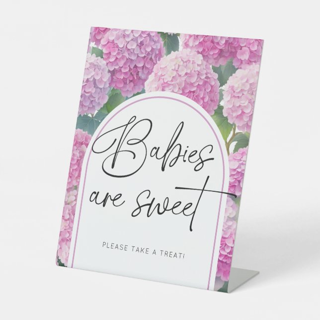 Signe De Table Hydrangea rose Bébés Baby shower doux (Recto)