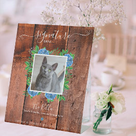Signe De Table Hydrangea Wood Mariage Photo Animaux de compagnie 