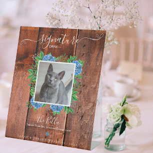 Signe De Table Hydrangea Wood Mariage Photo Animaux de compagnie 
