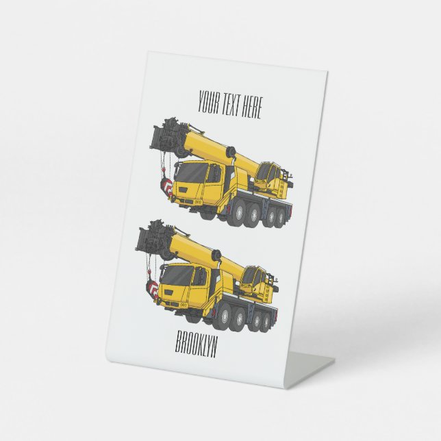 Signe De Table Illustration de camion de grue (Recto)