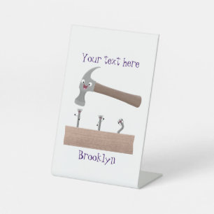 Signe De Table Illustration de dessin mignon, marteau et ongles