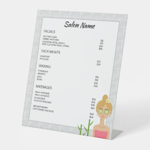 Signe De Table Illustration de femme blonde de spa - Menu de spa 