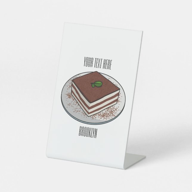 Signe De Table Illustration de gâteau de Tiramisu (Recto)