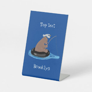 Signe De Table Illustration de la pêche de l'ourson mou