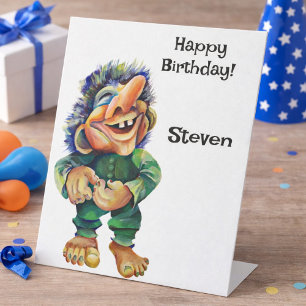 Signe De Table Illustration de troll drôle scandinave aquarelle