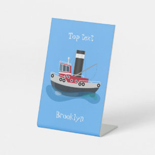 Signe De Table Illustration d'un bateau à chalutier mignon