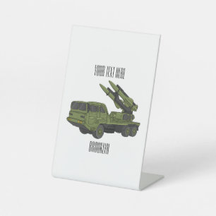 Signe De Table Illustration d'un camion de missiles militaires