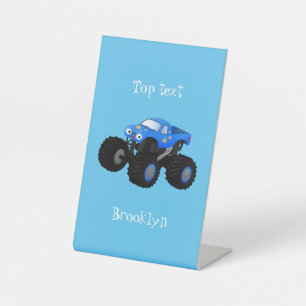 Signe De Table Illustration d'un camion monstre bleu mou