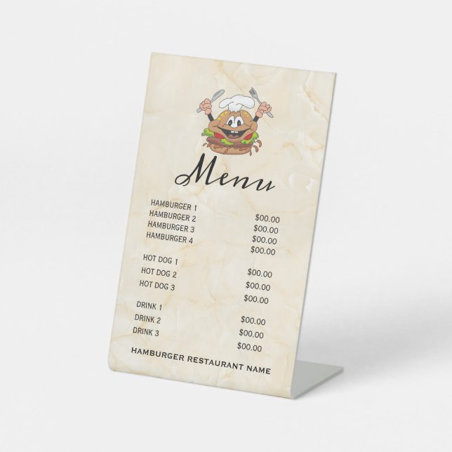 Signe De Table Illustration d'un hamburger (Recto)