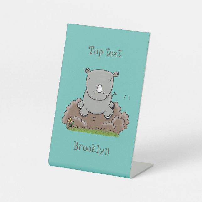 Signe De Table Illustration d'un petit rhinocéros (Recto)