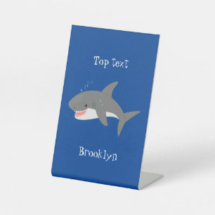 Signe De Table Illustration joyeuse du grand requin blanc