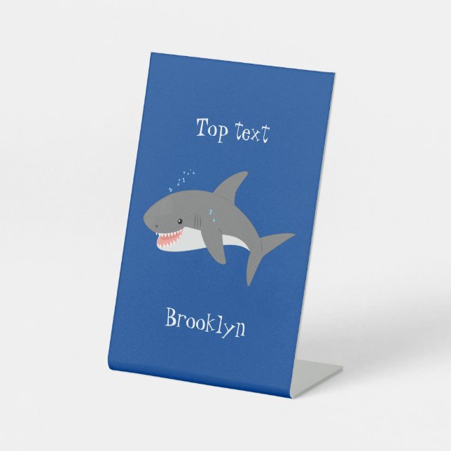 Signe De Table Illustration joyeuse du grand requin blanc (Recto)
