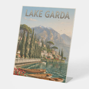 Signe De Table Image de voyage vintage du lac de Garde en Italie