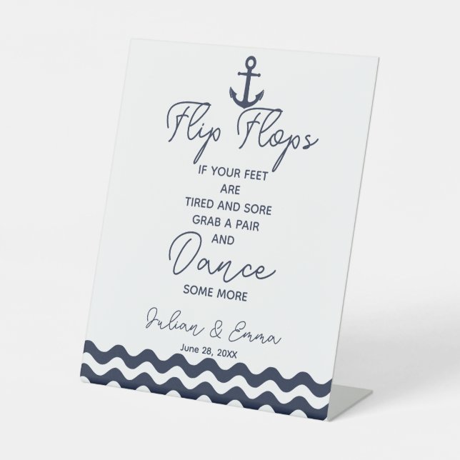 Signe De Table Impression de la fête de mariage Nautique Flip Flo (Recto)