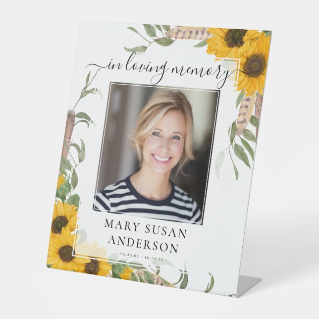 Signe De Table In Love Memory Photo Funeral Sunflower Memorial (Recto)