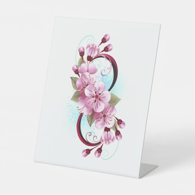 Signe De Table Infinité avec les fleurs Sakura (Recto)