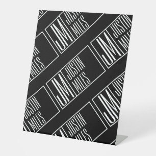 Signe De Table Initiales modernes avec nom Monogram Motif