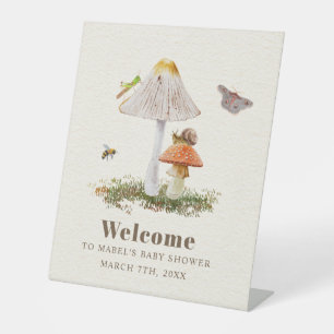 Signe De Table Insectes Champignons Bois Baby shower naturel