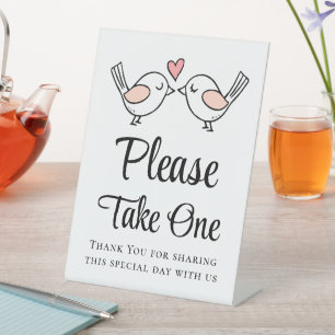Signe De Table Inséparables Pink Black Lovebirds Faveurs de maria