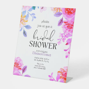 Signe De Table Invitation à la douche à nuptiale à fleurs de saum