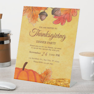 Signe De Table Invitation à la fête de Thanksgiving, dîner de Tha