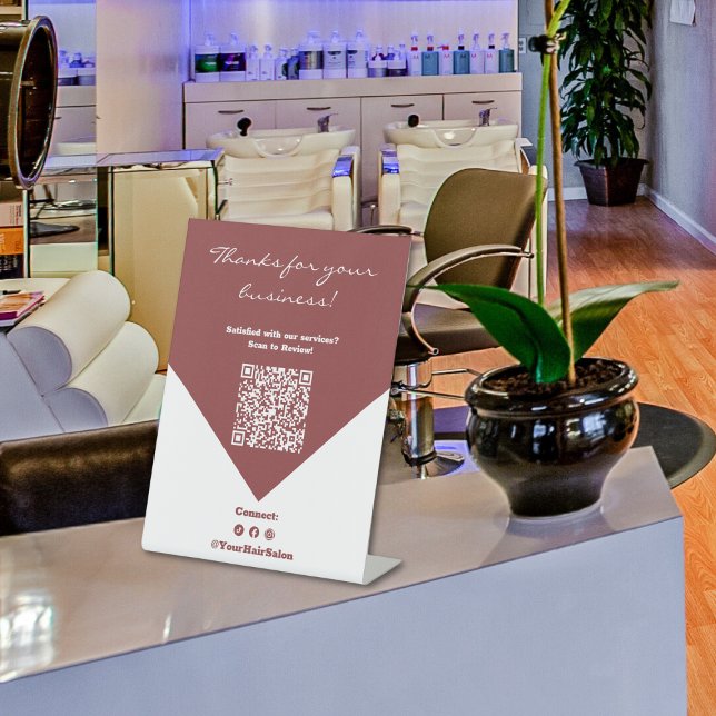 Signe De Table Invitation à l'évaluation client satisfaisante (Satisfied Customer Review Invitation Pedestal Sign)