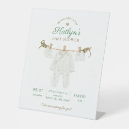 Signe De Table Invitation Baby shower beige et vert clair